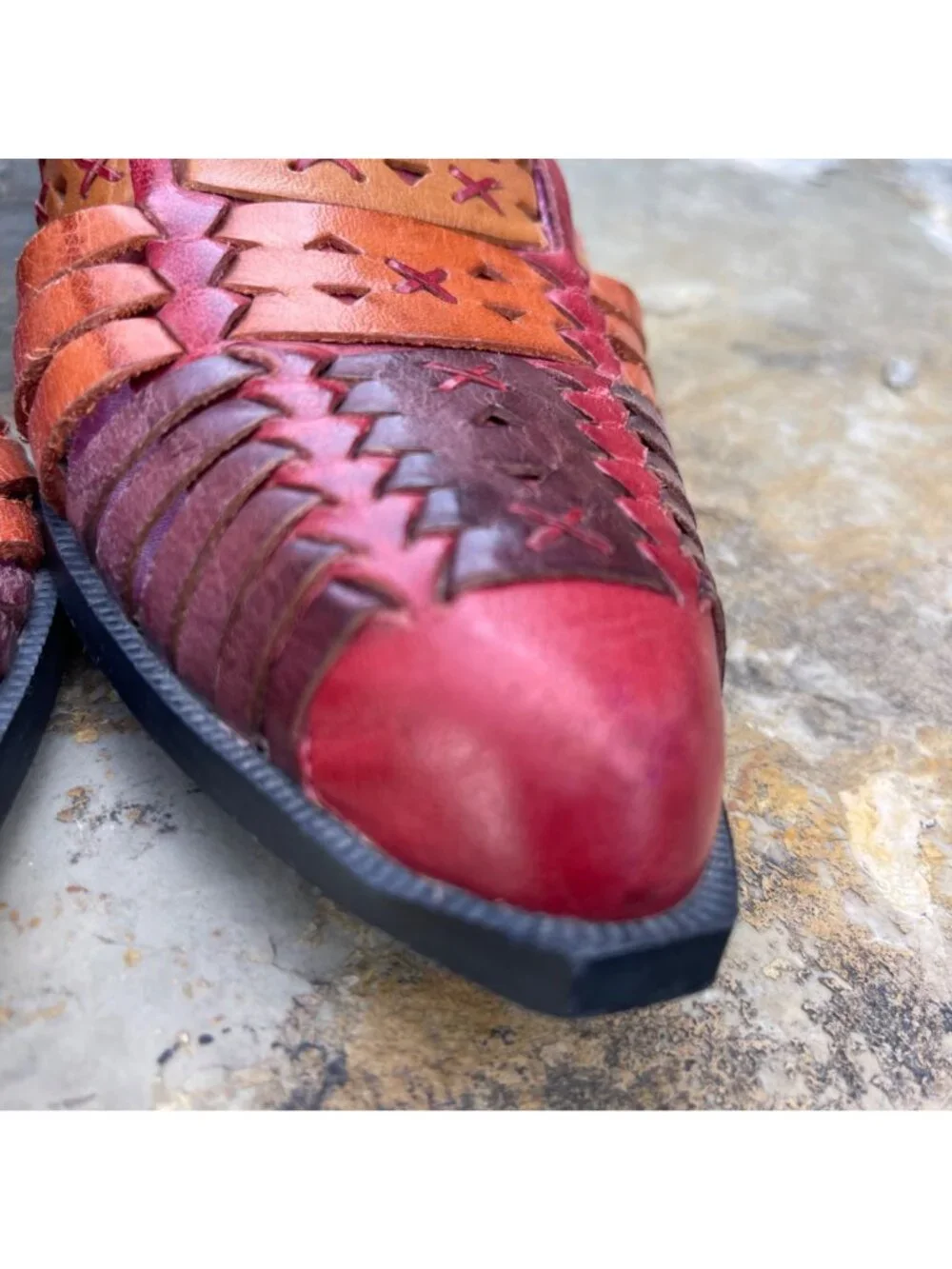 Vintage Mister Shoes Womens Boho Woven Leather Shoes Size 7 Rainbow Indie